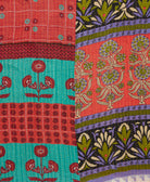 Kantha quilt throw featuring traditional kantha hand stitching