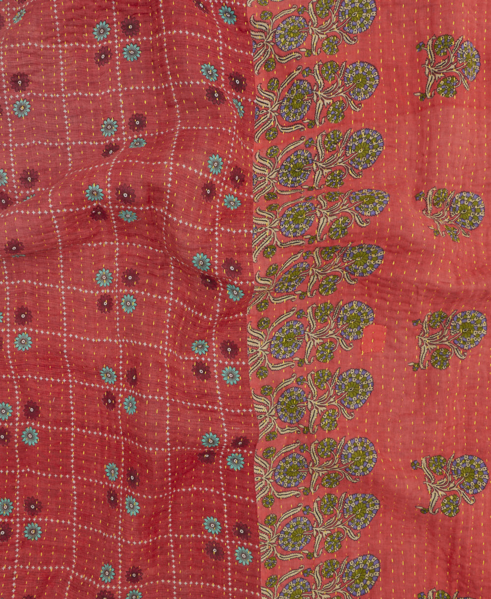 Kantha quilt throw made of recycled vintage saris