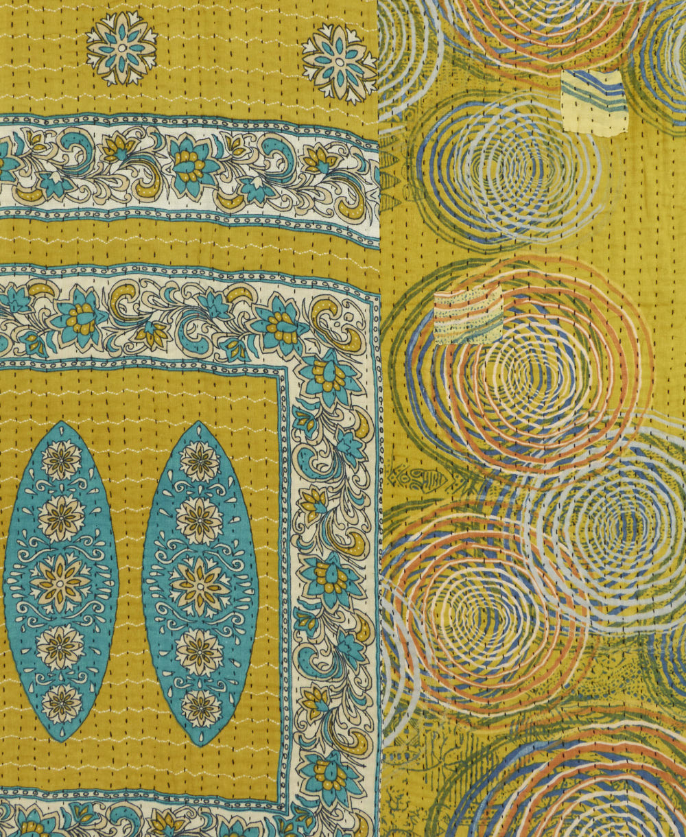 Kantha quilt throw made of recycled vintage saris