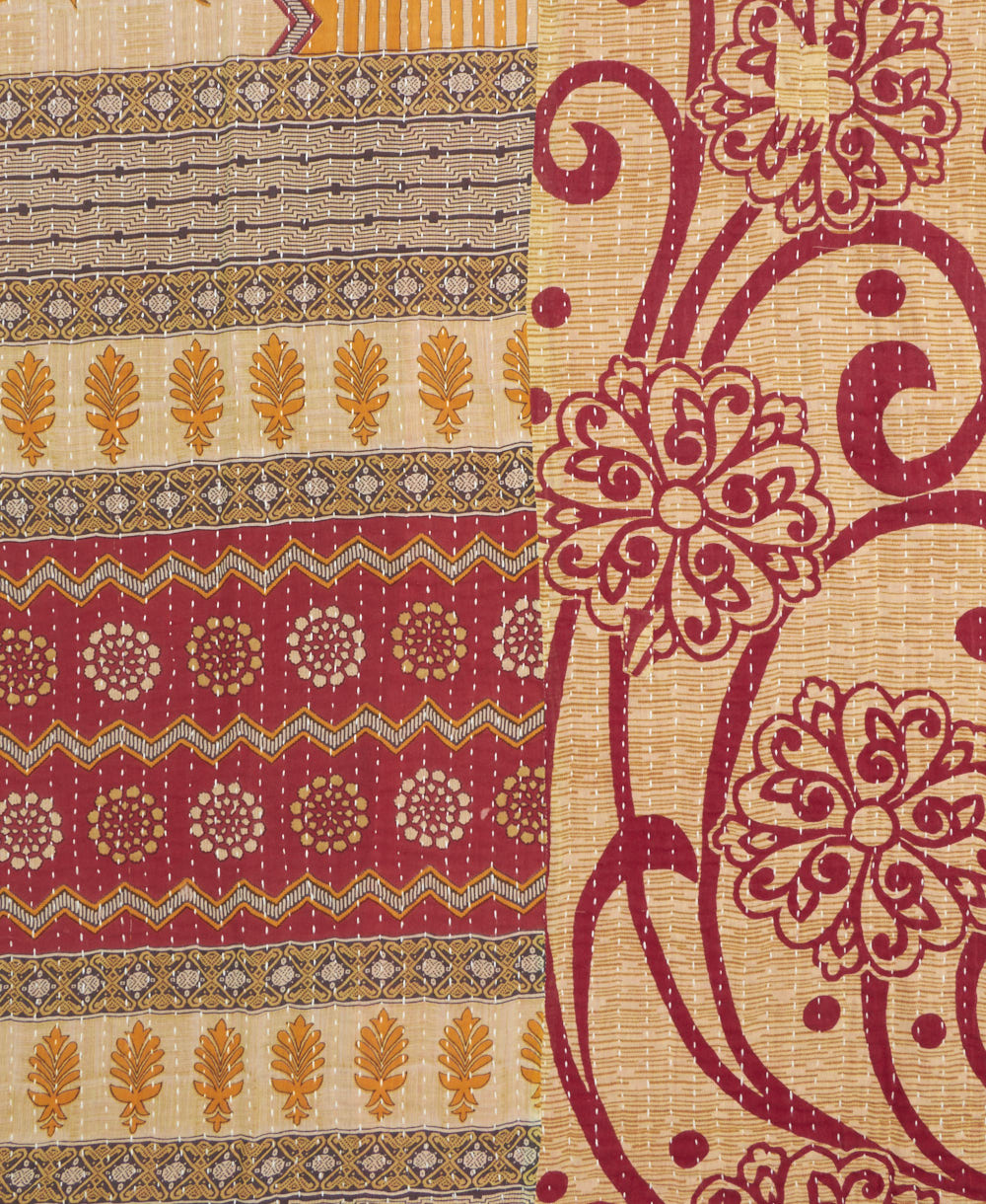 Kantha quilt throw made of recycled vintage saris