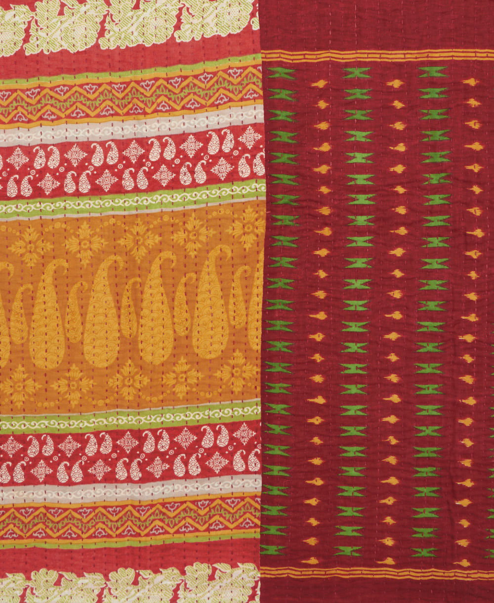 Kantha quilt throw made of recycled vintage saris