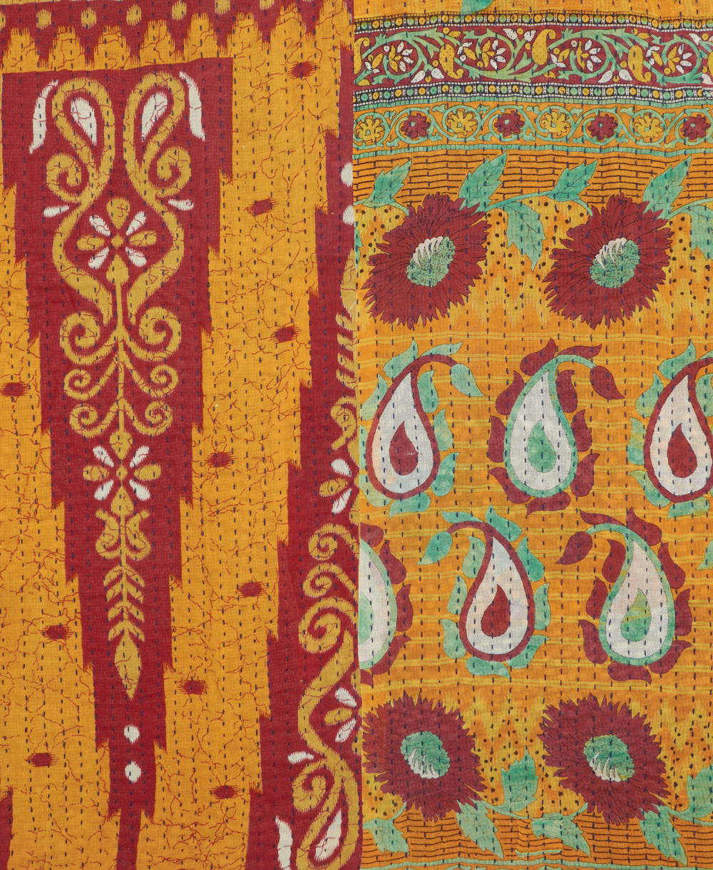 Kantha quilt throw made of recycled vintage saris