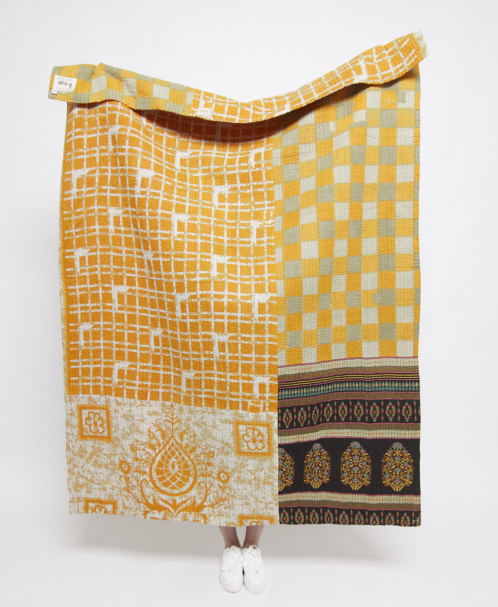 Artisan made kantha quilt throw  