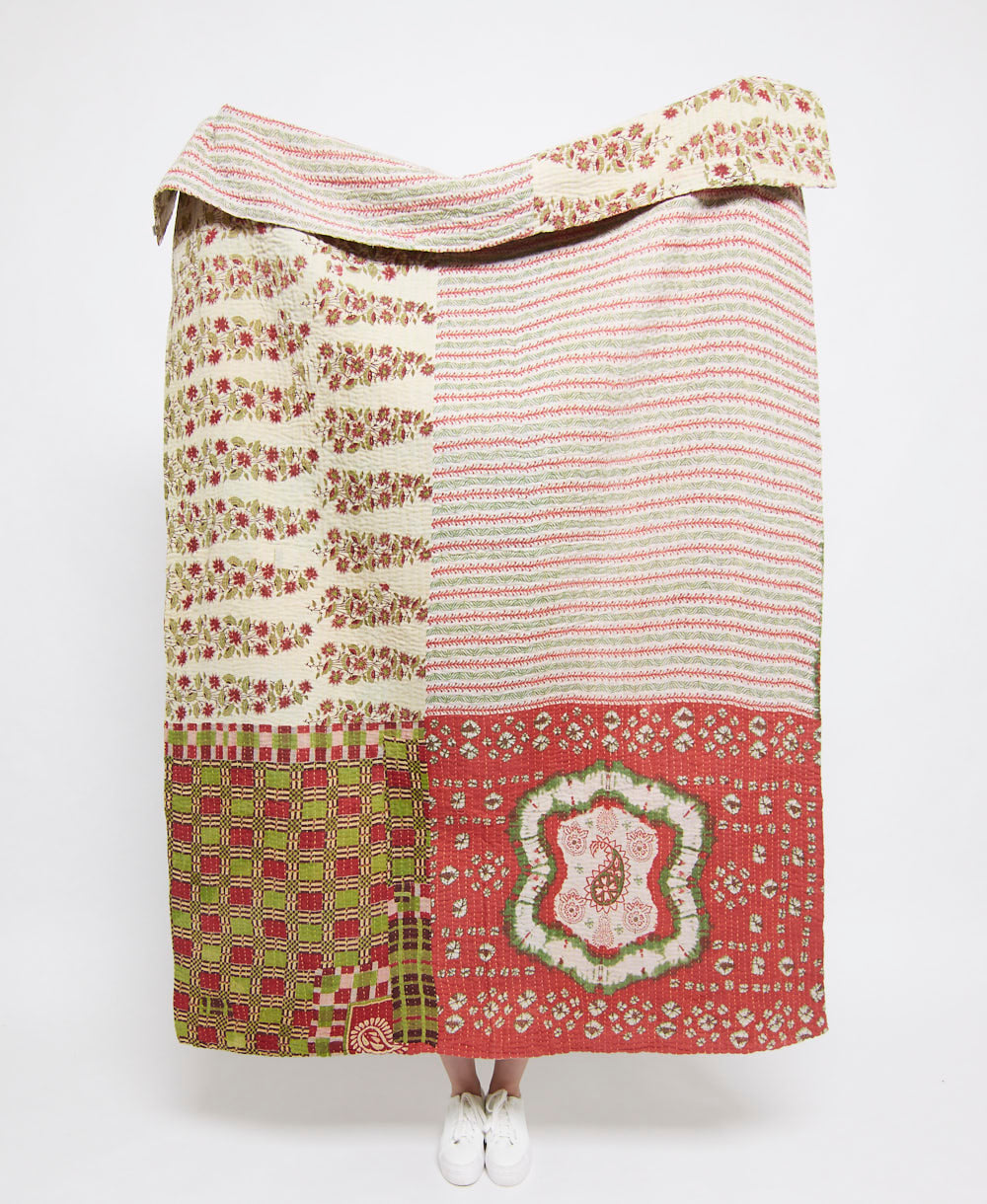 Artisan made kantha quilt throw  