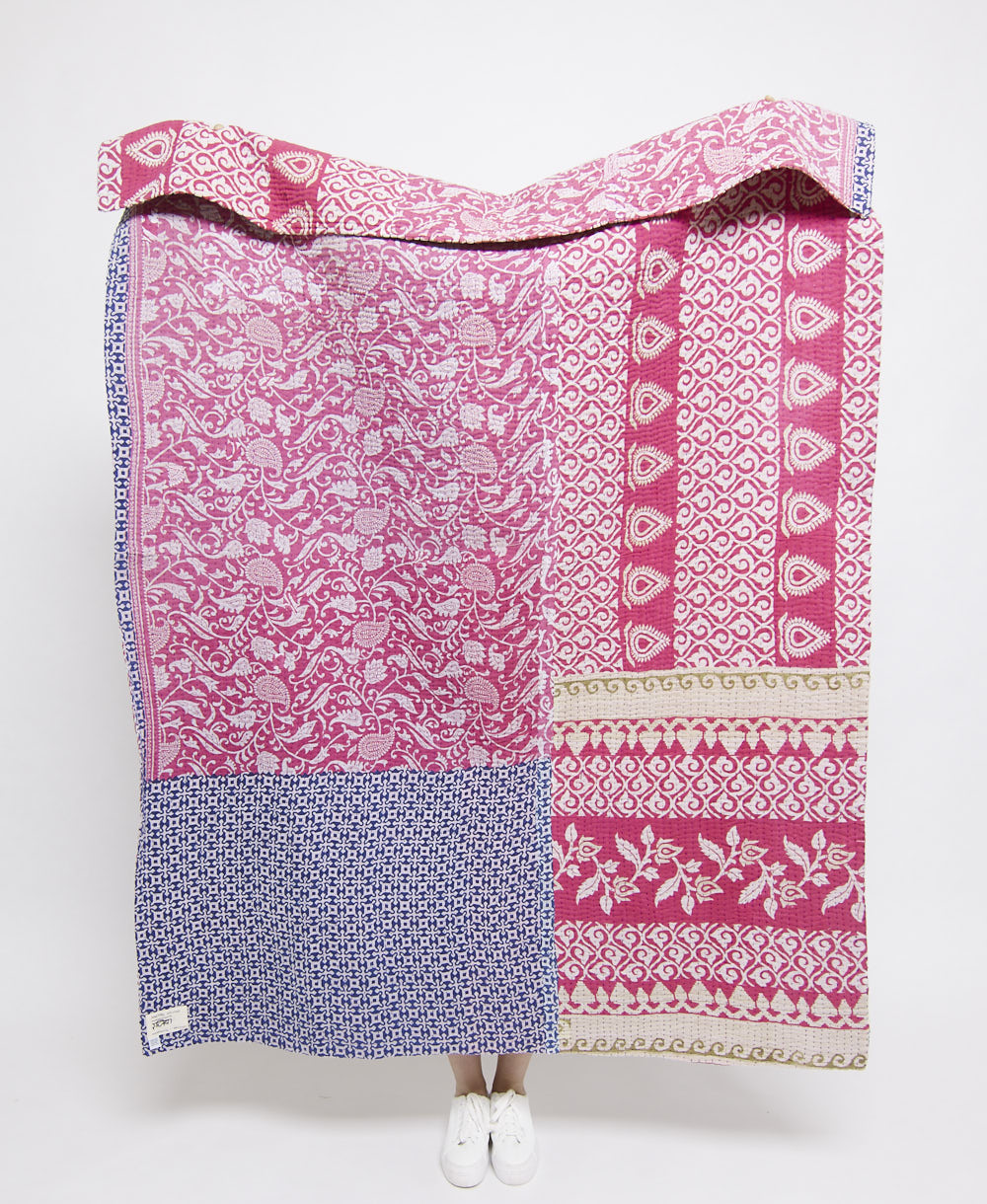 Artisan made kantha quilt throw  