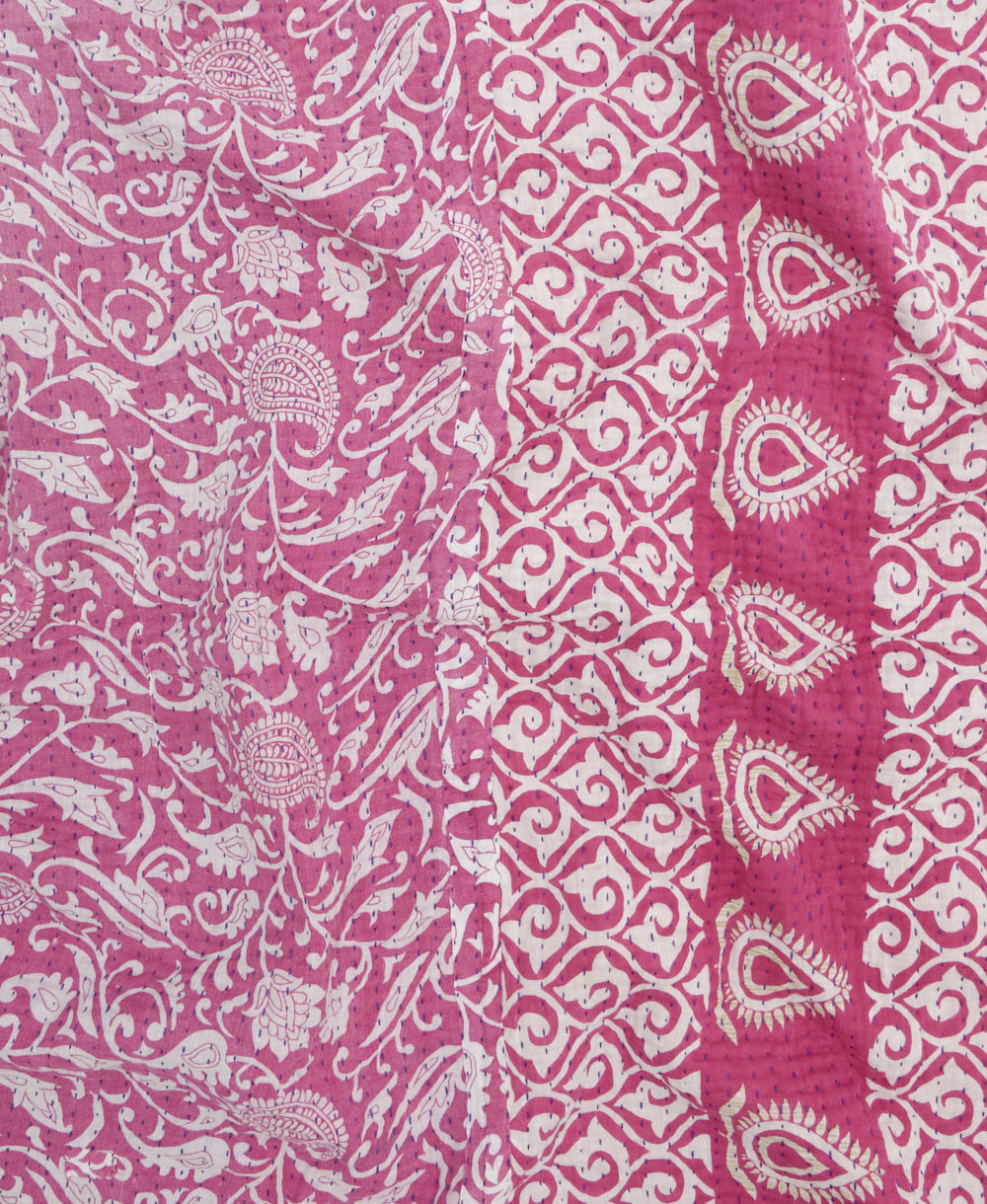 Kantha quilt throw made of recycled vintage saris