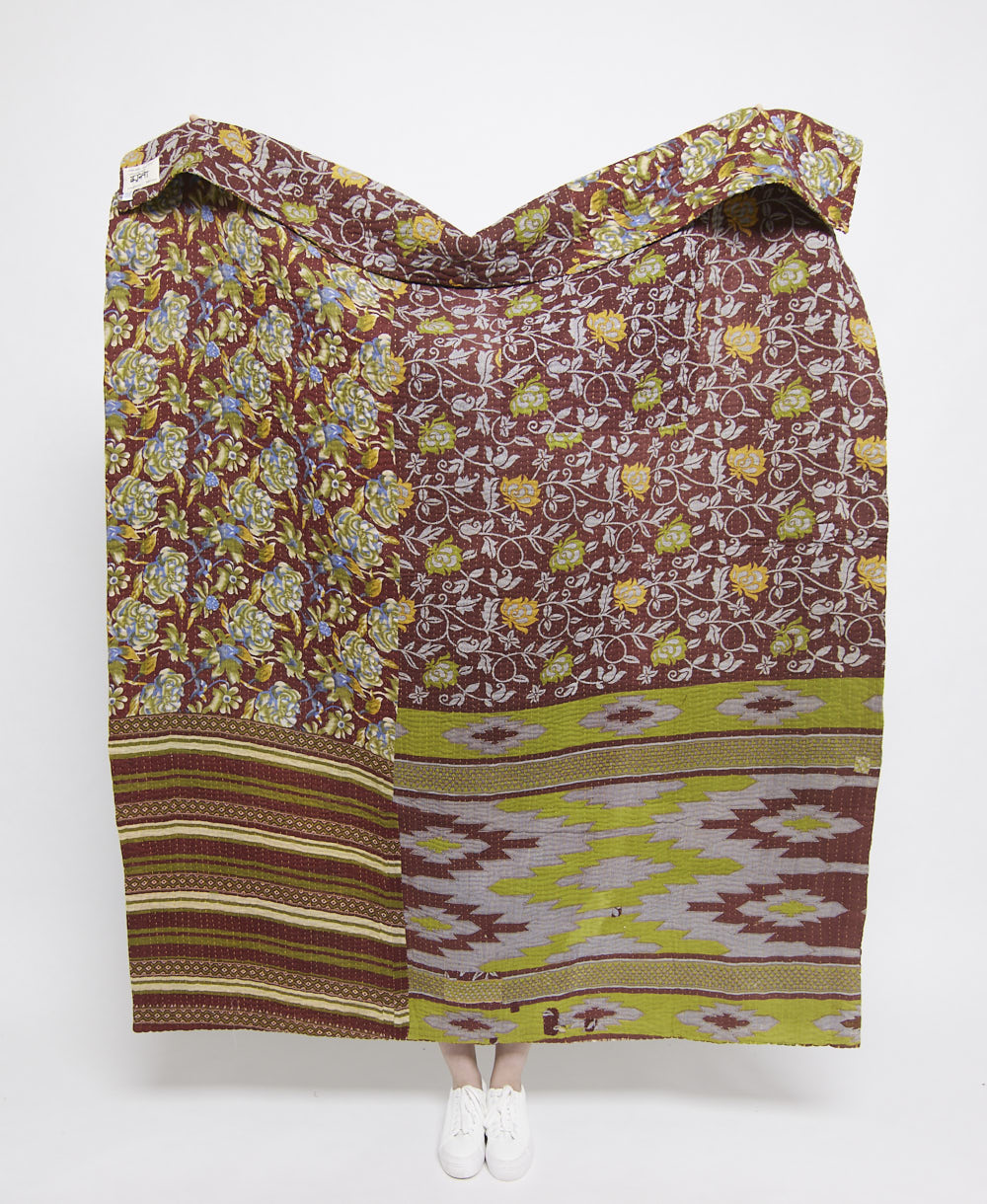 Artisan made kantha quilt throw  