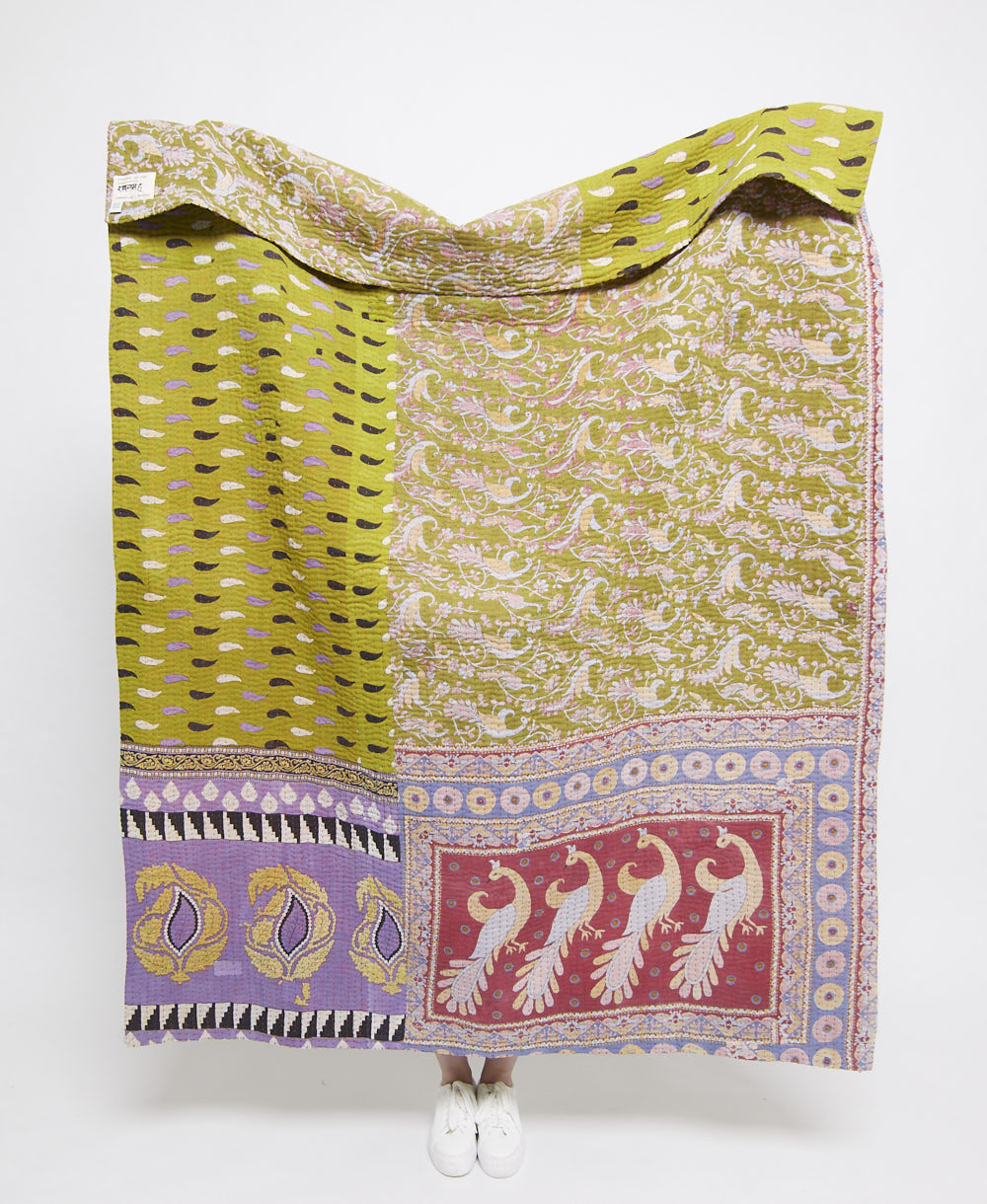 Artisan made kantha quilt throw  