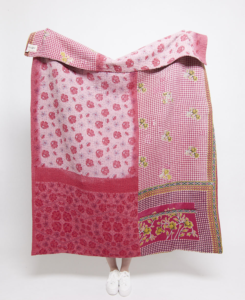 Artisan made kantha quilt throw  