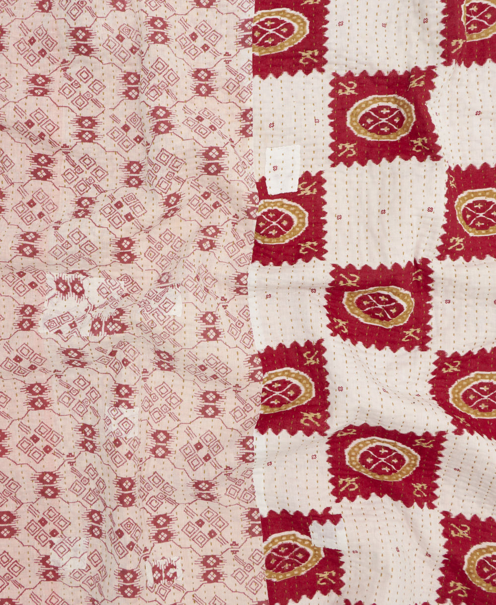 Kantha quilt throw made of recycled vintage saris