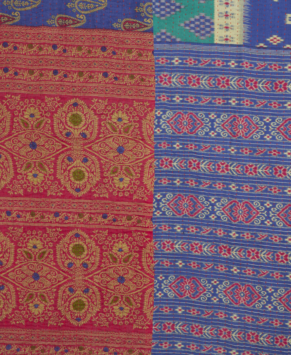 Kantha quilt throw made of recycled vintage saris