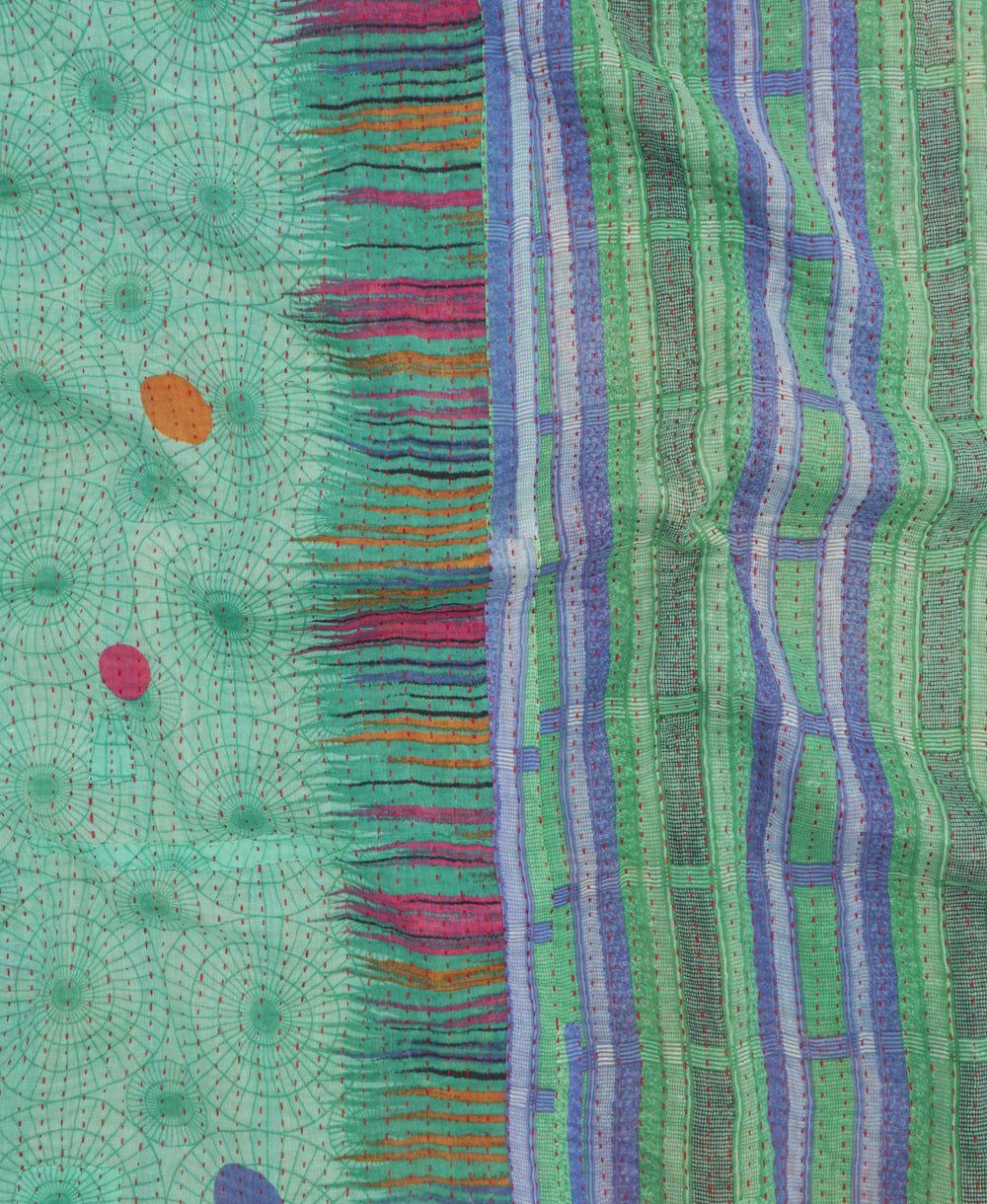 Kantha quilt throw made of recycled vintage saris