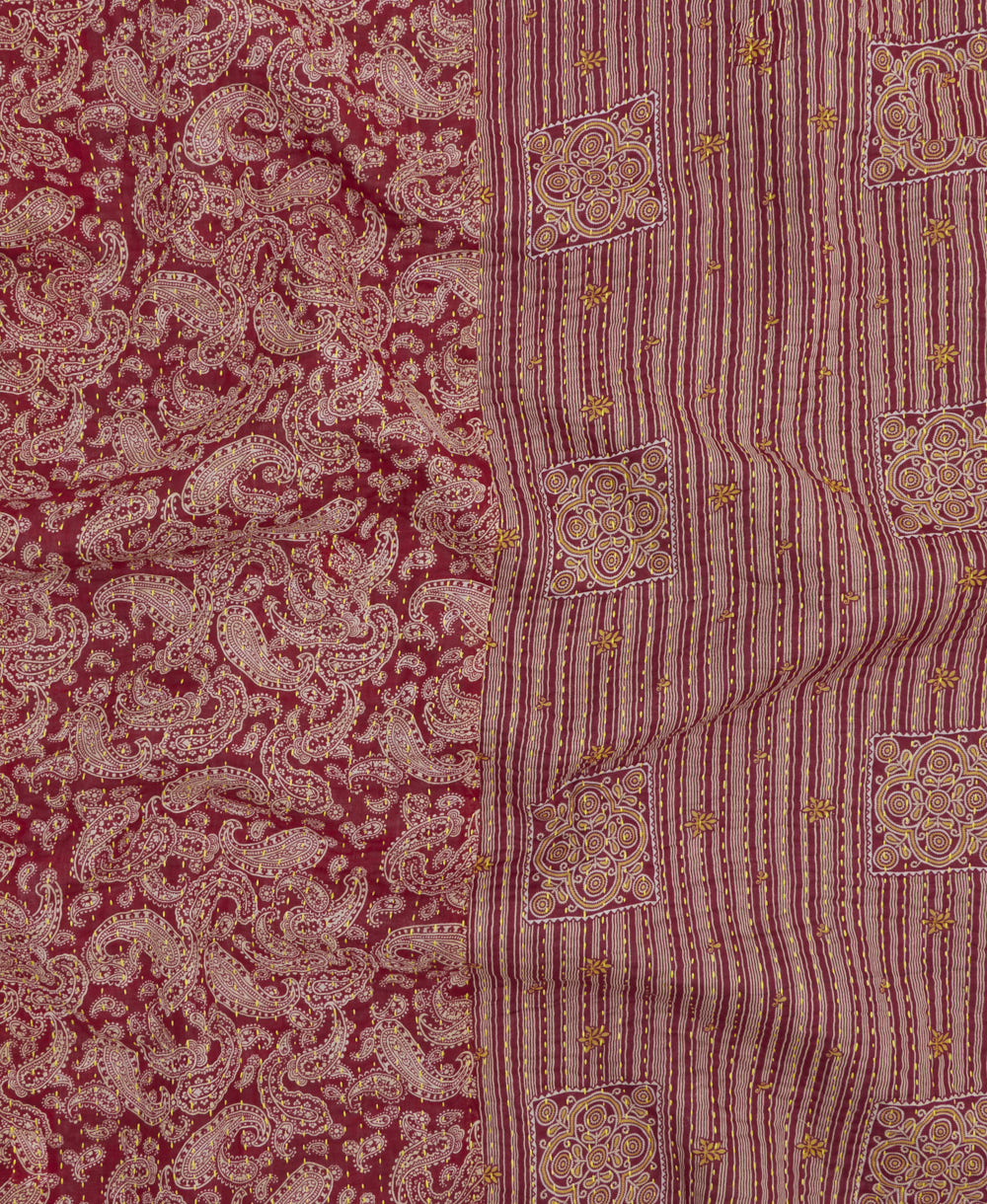 Kantha quilt throw made of recycled vintage saris