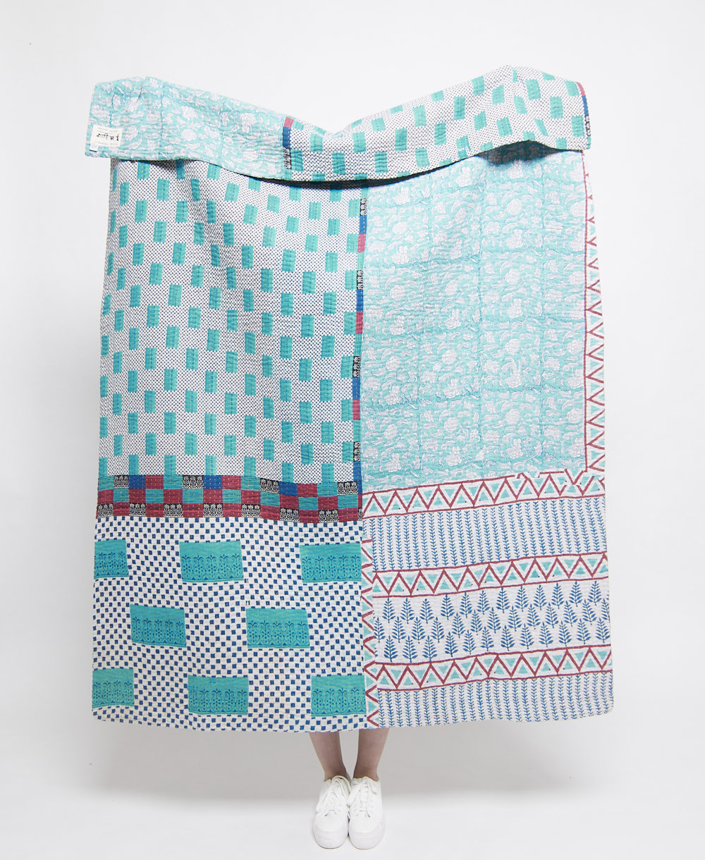 Artisan made kantha quilt throw  