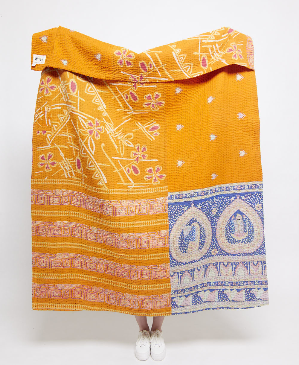 Artisan made kantha quilt throw  