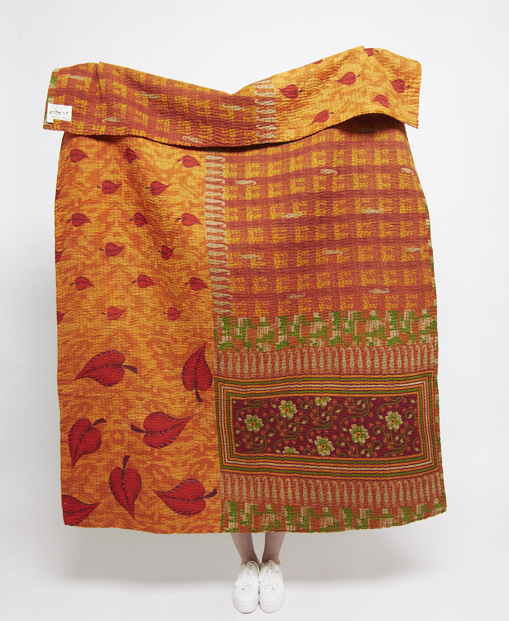 Artisan made kantha quilt throw  