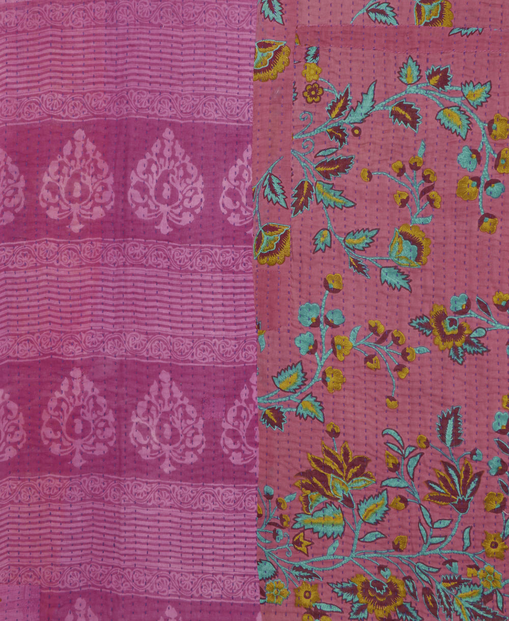Kantha quilt throw made of recycled vintage saris