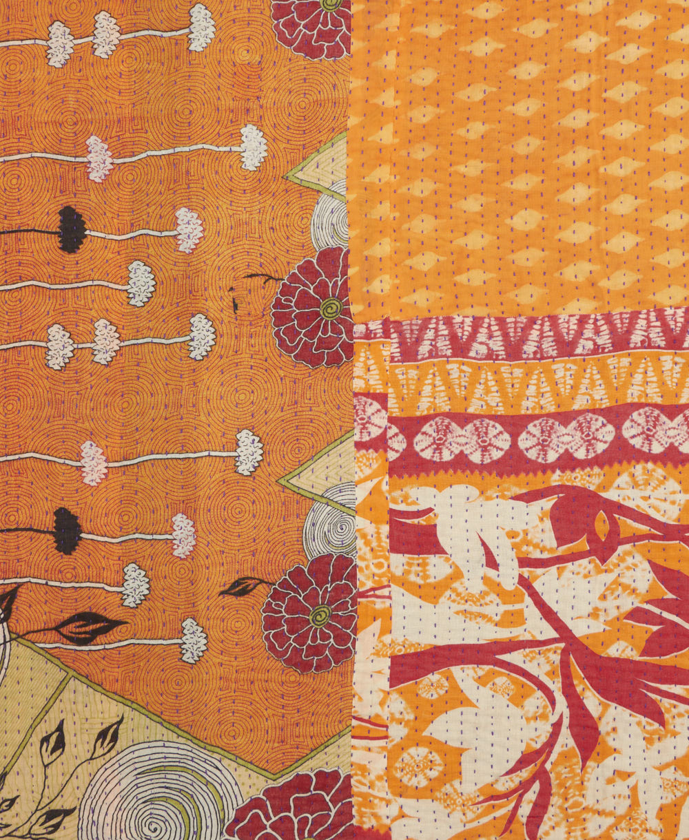 Kantha quilt throw made of recycled vintage saris