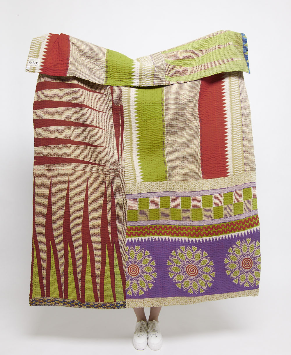 Artisan made kantha quilt throw  