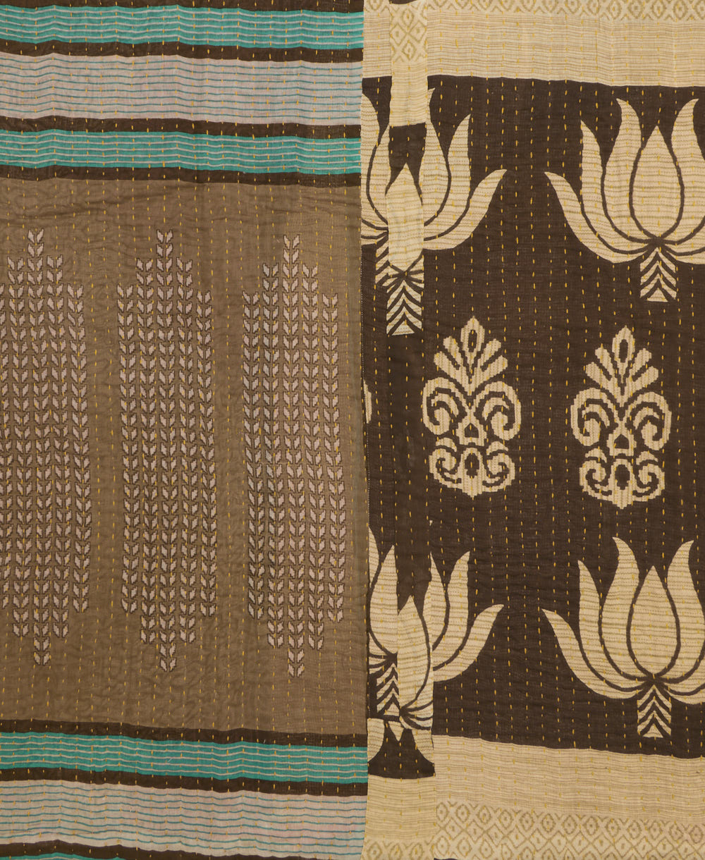 Kantha quilt throw made of recycled vintage saris