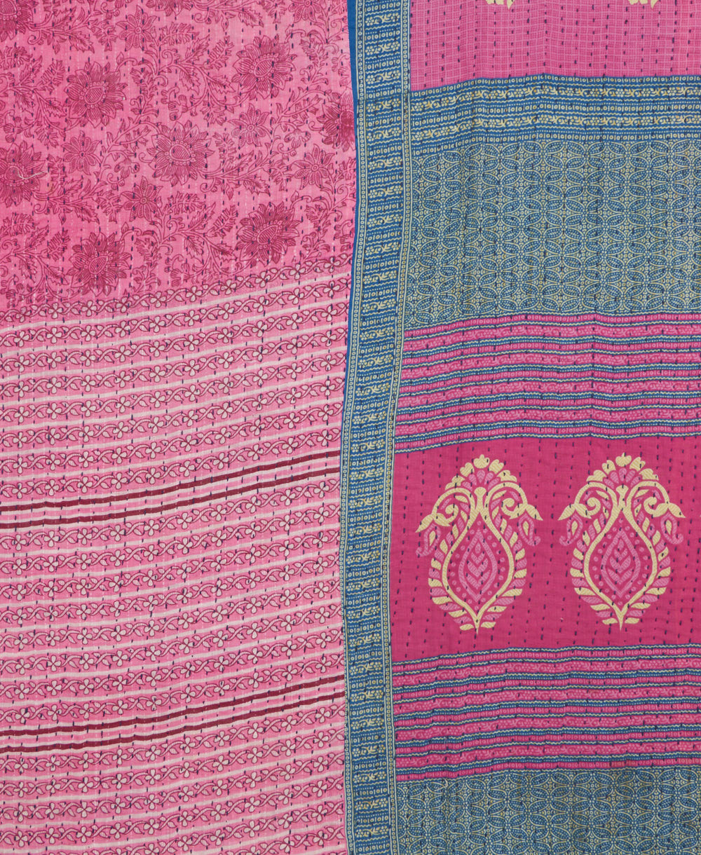 Kantha quilt throw made of recycled vintage saris