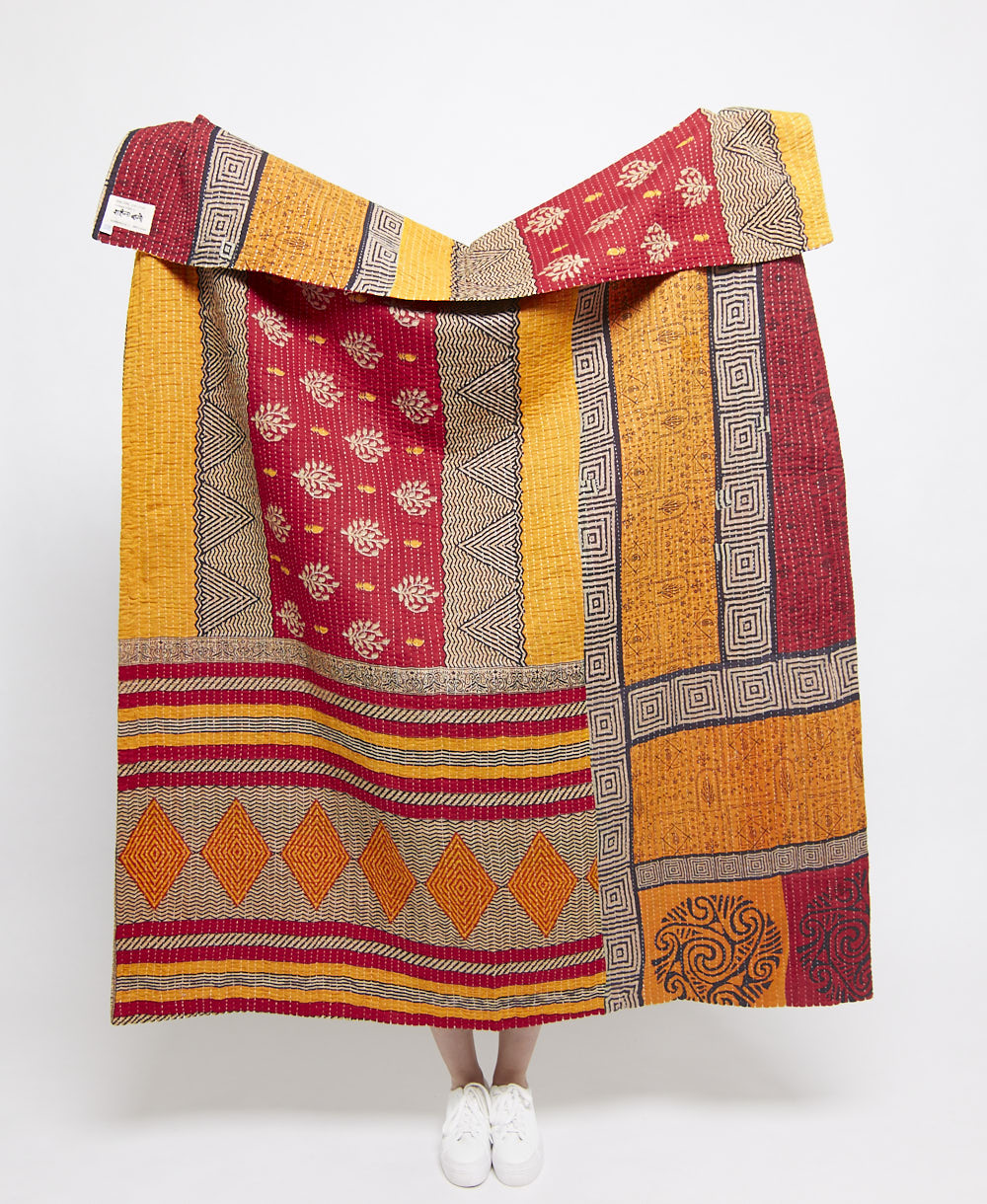 Artisan made kantha quilt throw  