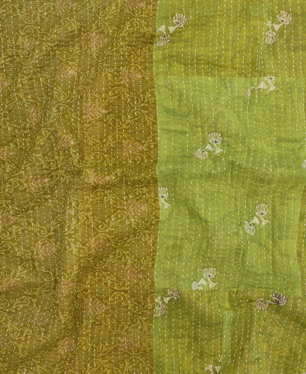Kantha quilt throw made of recycled vintage saris