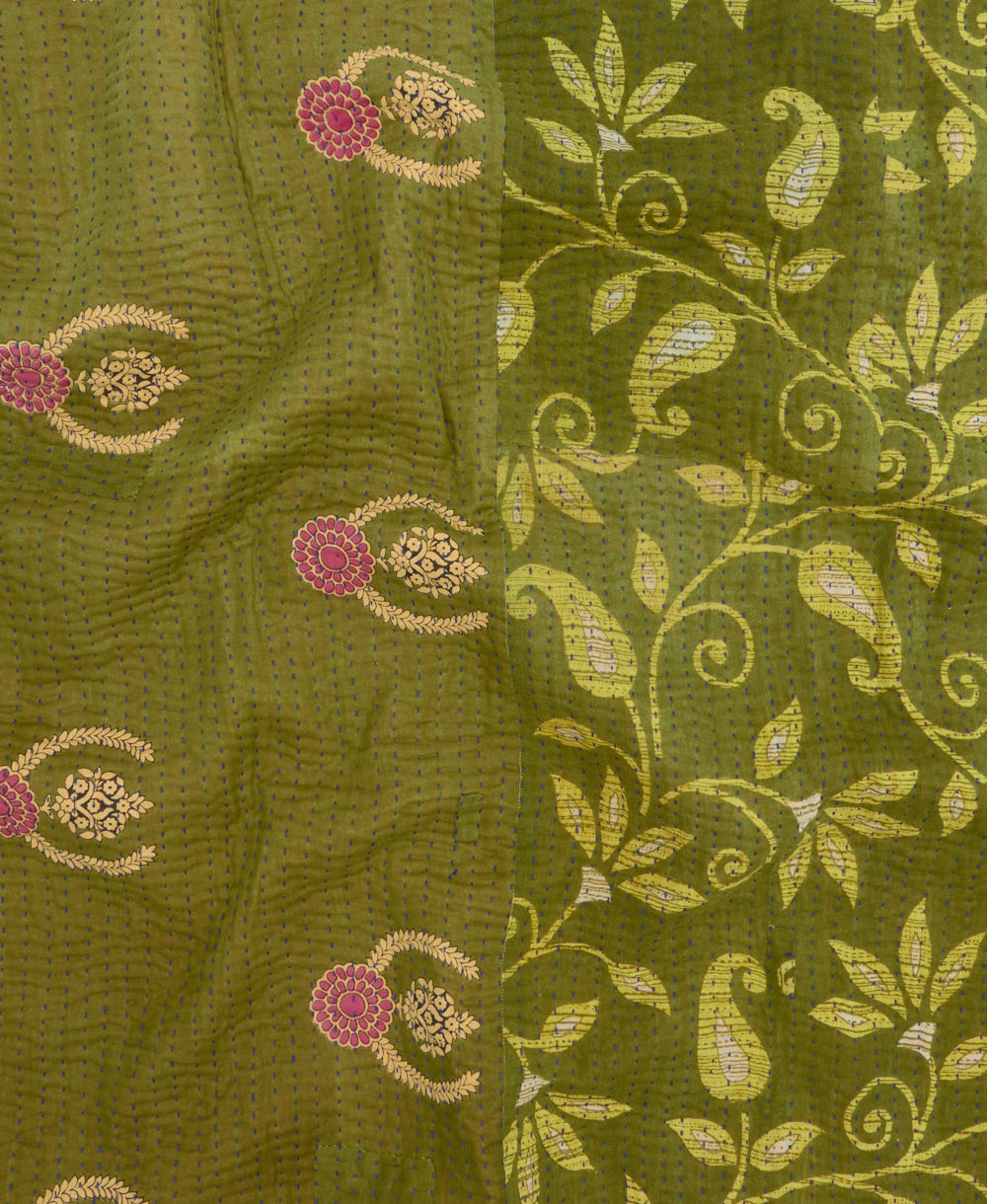 Kantha quilt throw made of recycled vintage saris