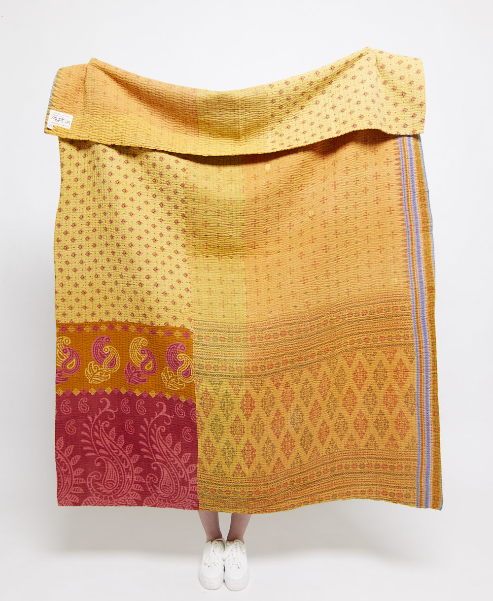Artisan made kantha quilt throw  