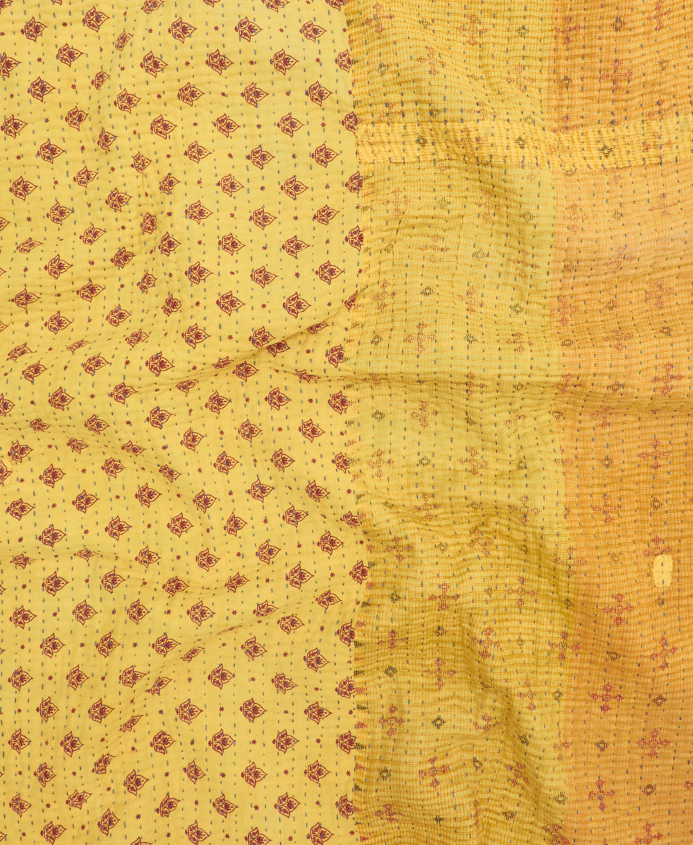 Kantha quilt throw made of recycled vintage saris