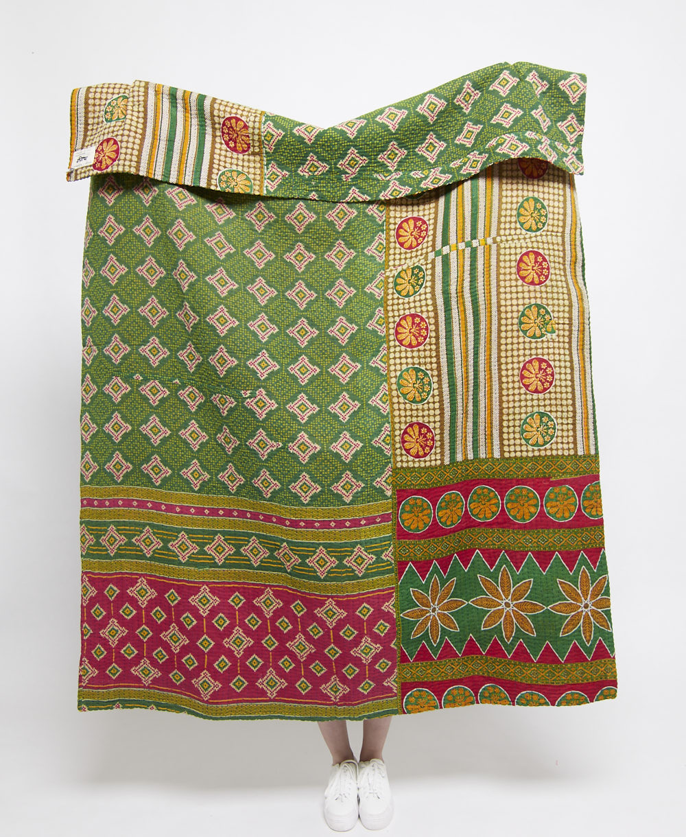 Artisan made kantha quilt throw  