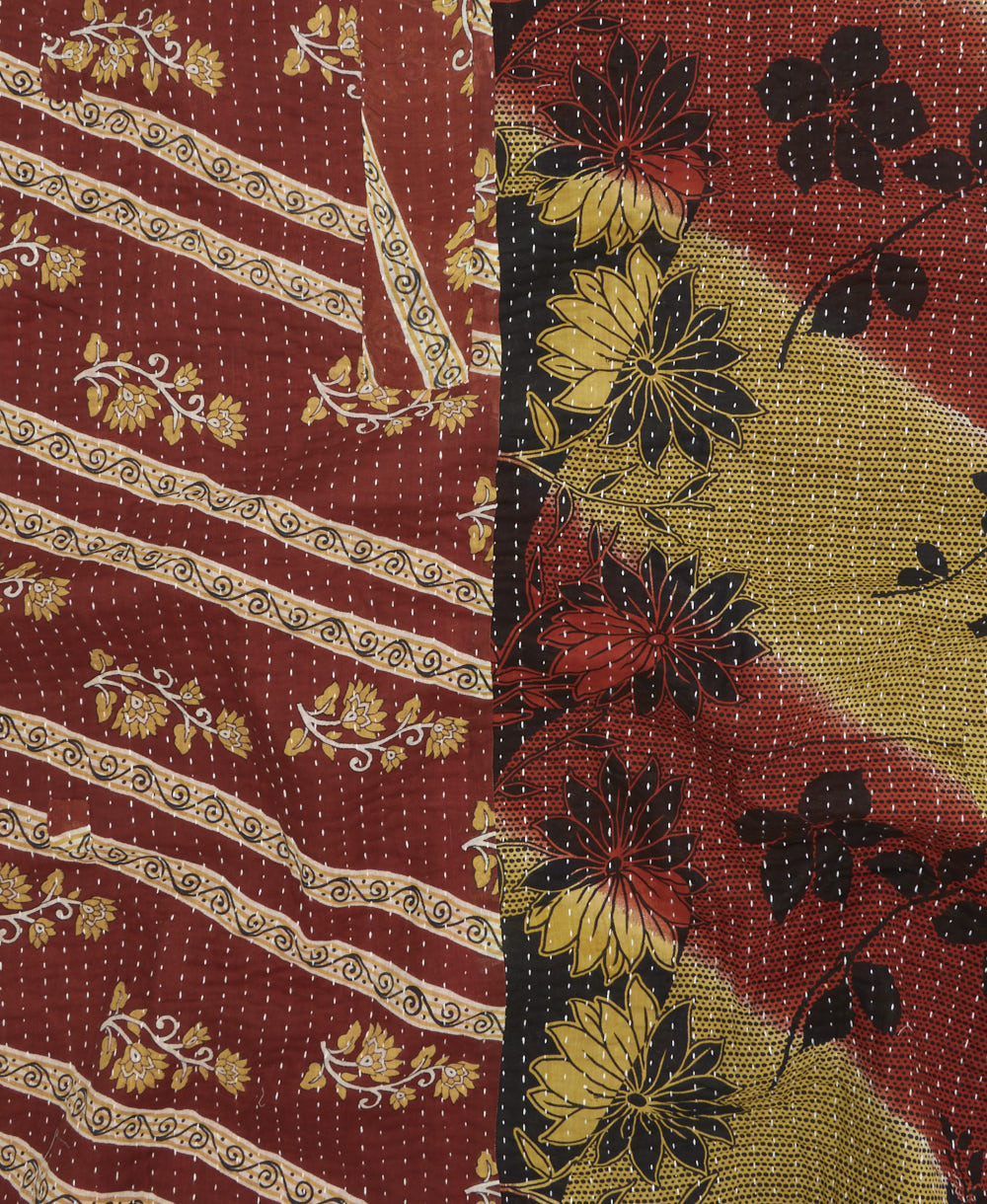 Kantha quilt throw made of recycled vintage saris