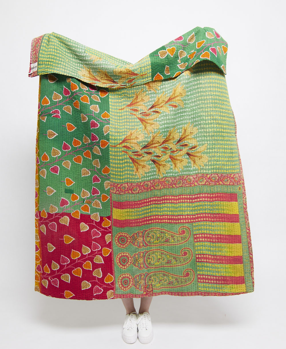 Artisan made kantha quilt throw  
