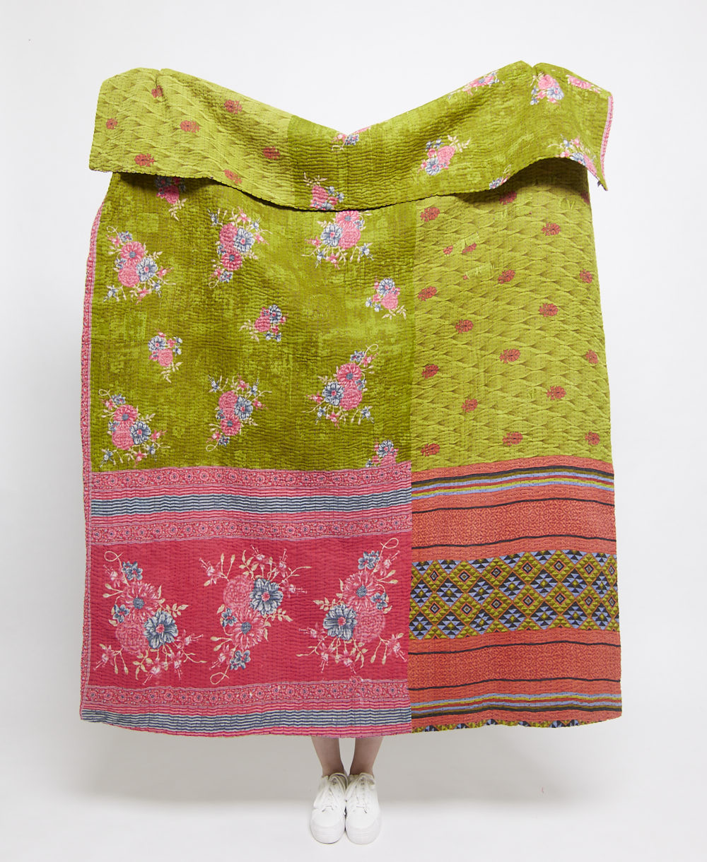 Artisan made kantha quilt throw  