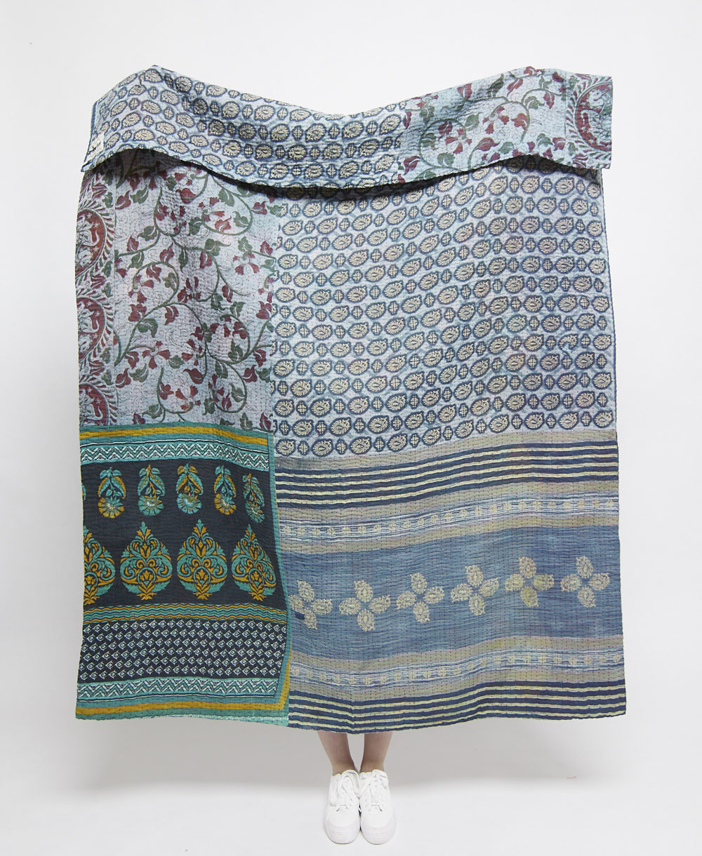 Artisan made kantha quilt throw  