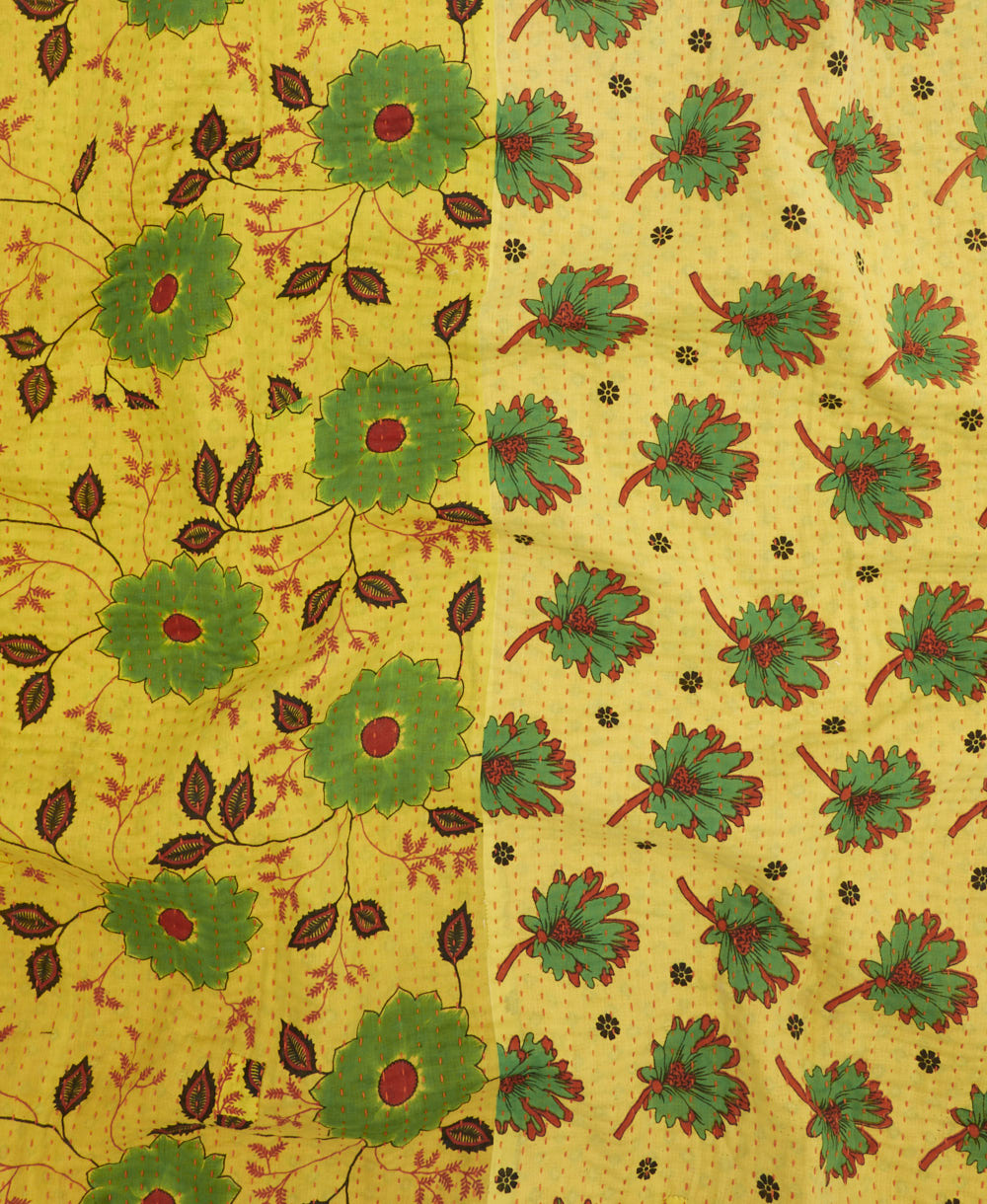 Kantha quilt throw made of recycled vintage saris