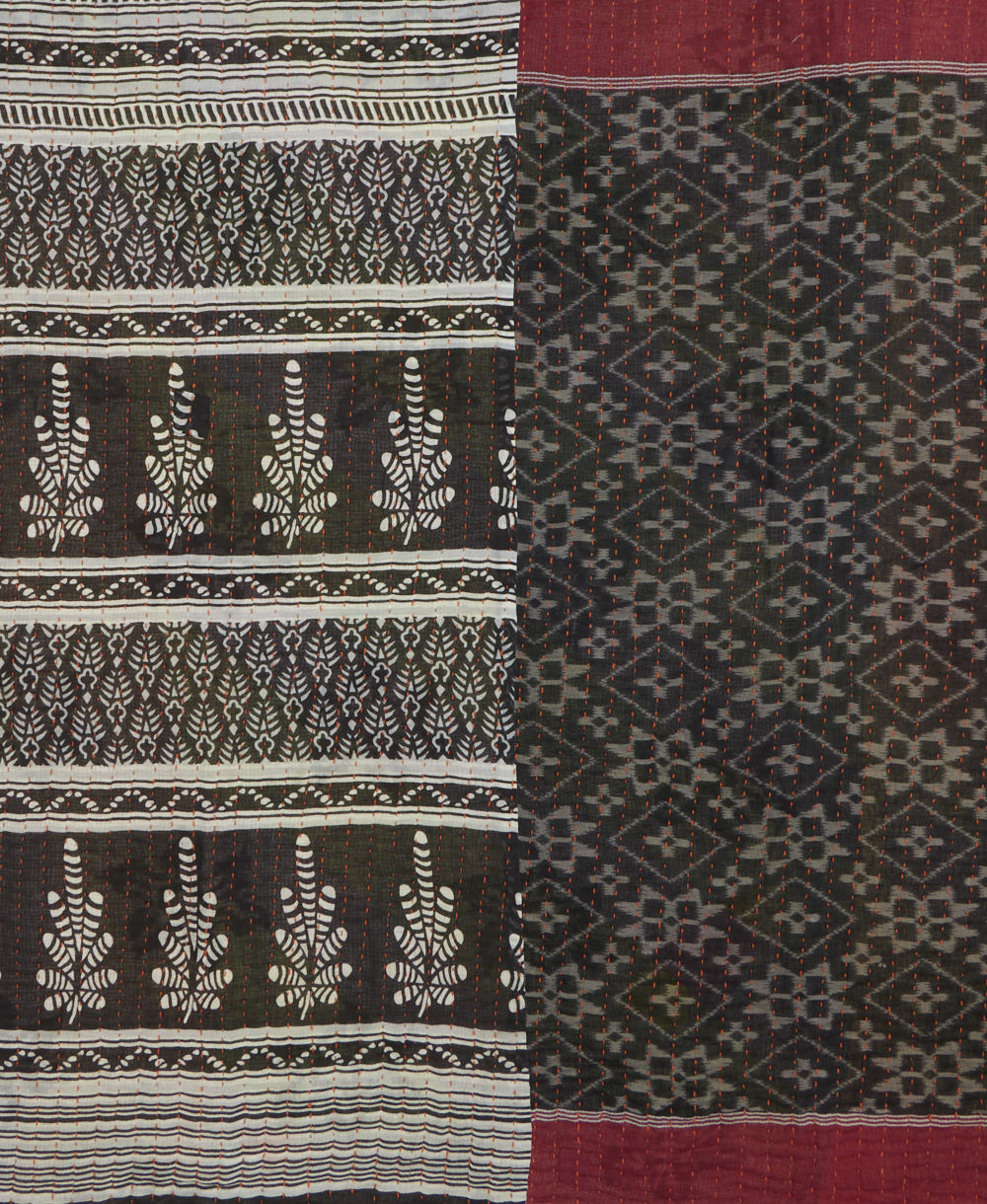 Kantha quilt throw made of recycled vintage saris