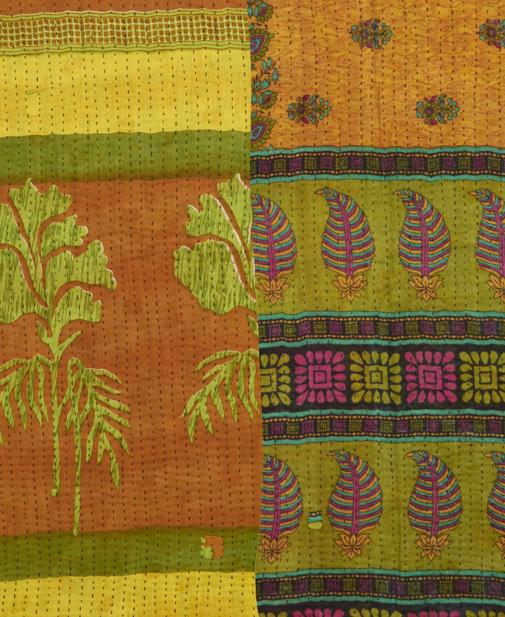 Kantha quilt throw made of recycled vintage saris