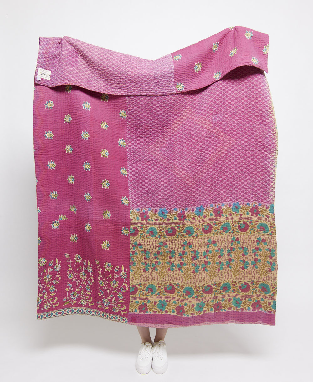 Artisan made kantha quilt throw  