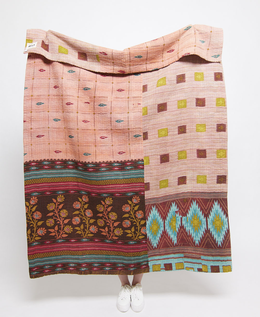 Artisan made kantha quilt throw  