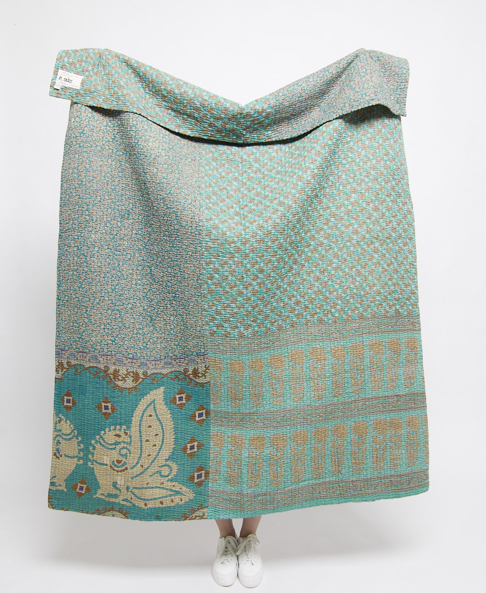 Artisan made kantha quilt throw  