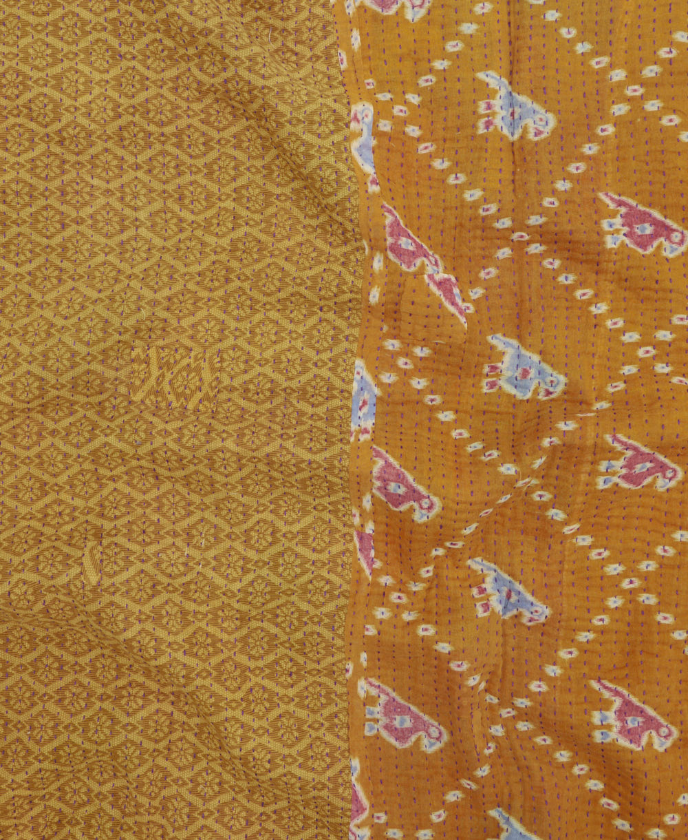 Kantha quilt throw made of recycled vintage saris