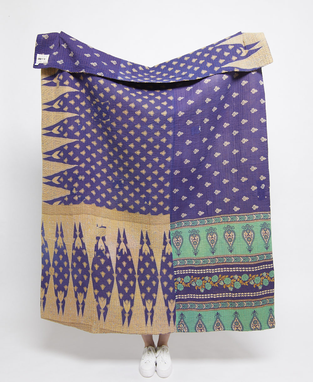 Artisan made kantha quilt throw  