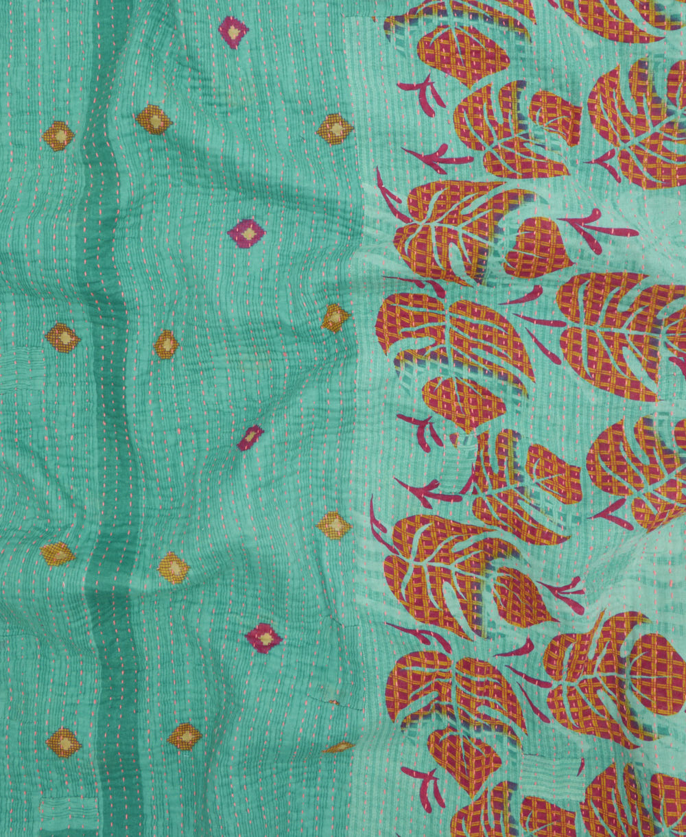 Kantha quilt throw made of recycled vintage saris