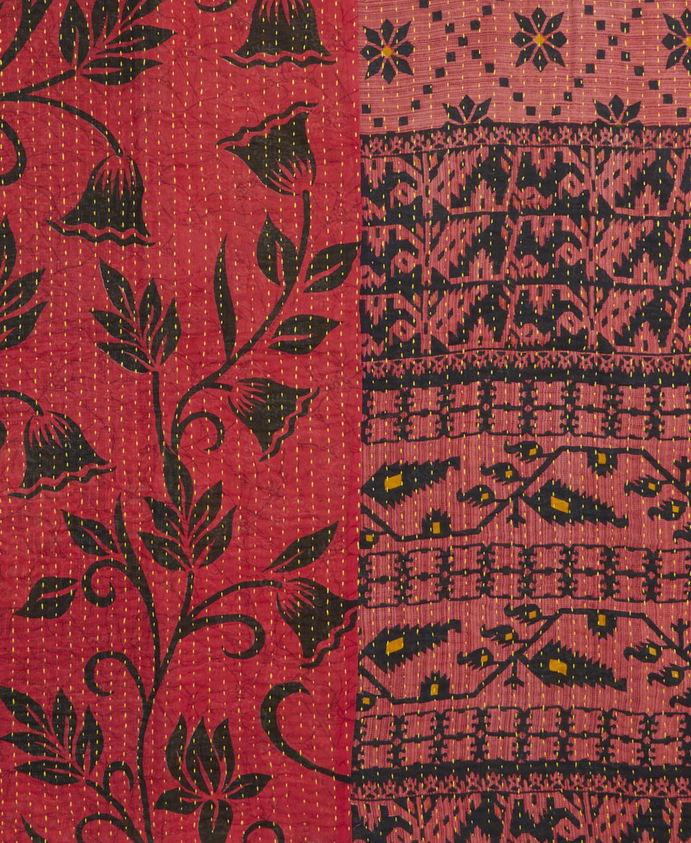 Kantha quilt throw made of recycled vintage saris