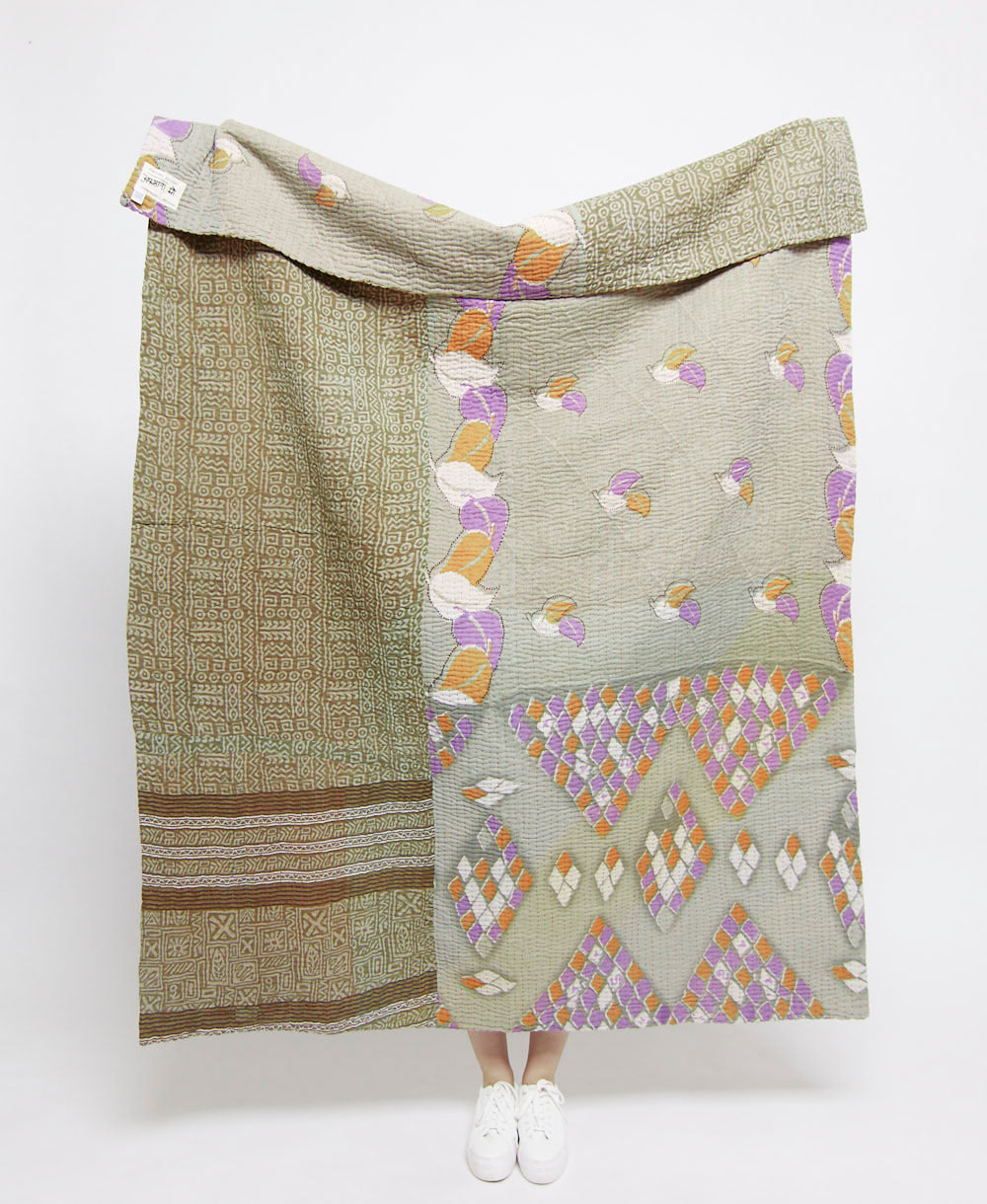 Artisan made kantha quilt throw  
