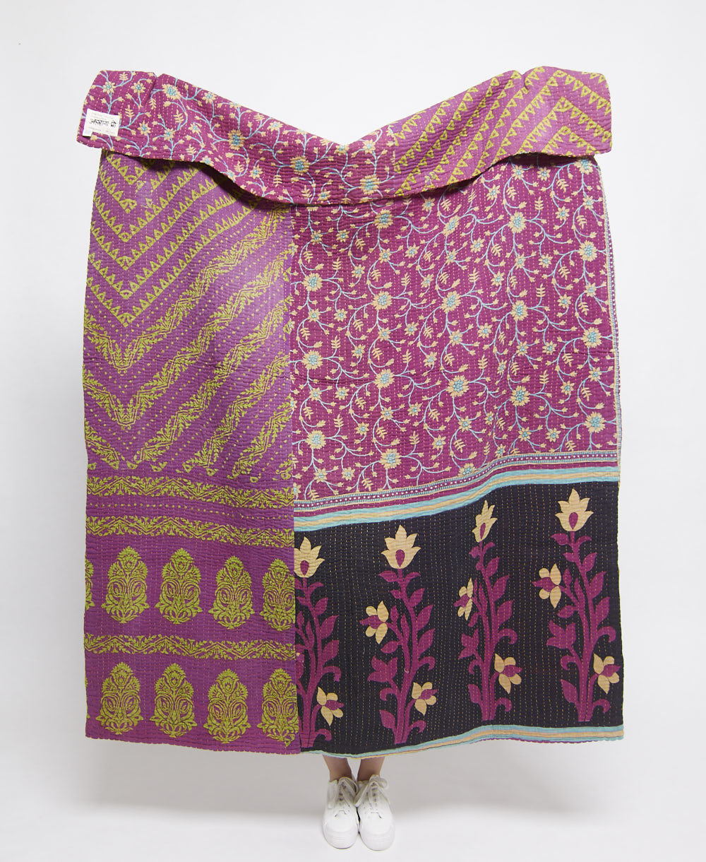 Artisan made kantha quilt throw  