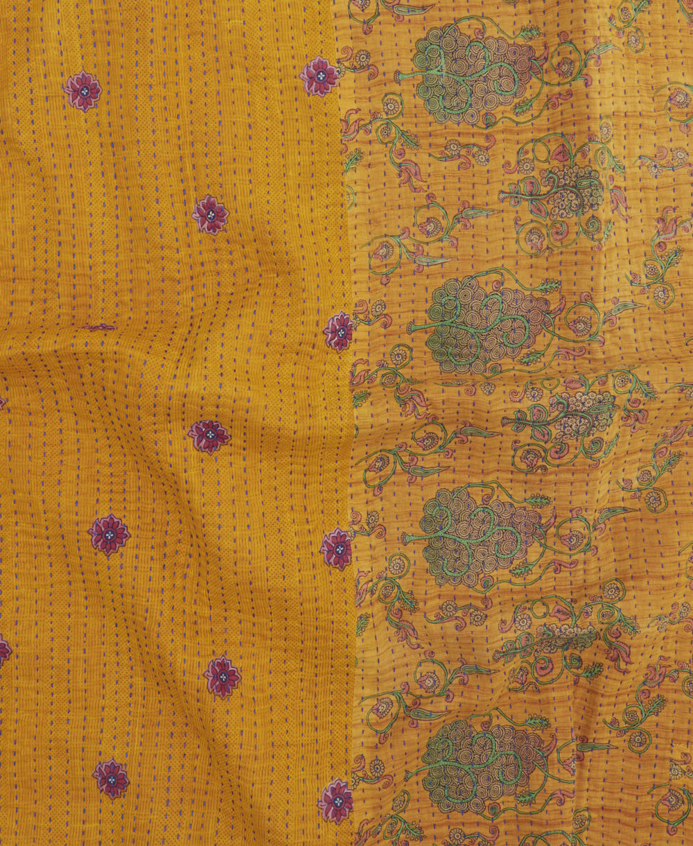 Kantha quilt throw made of recycled vintage saris