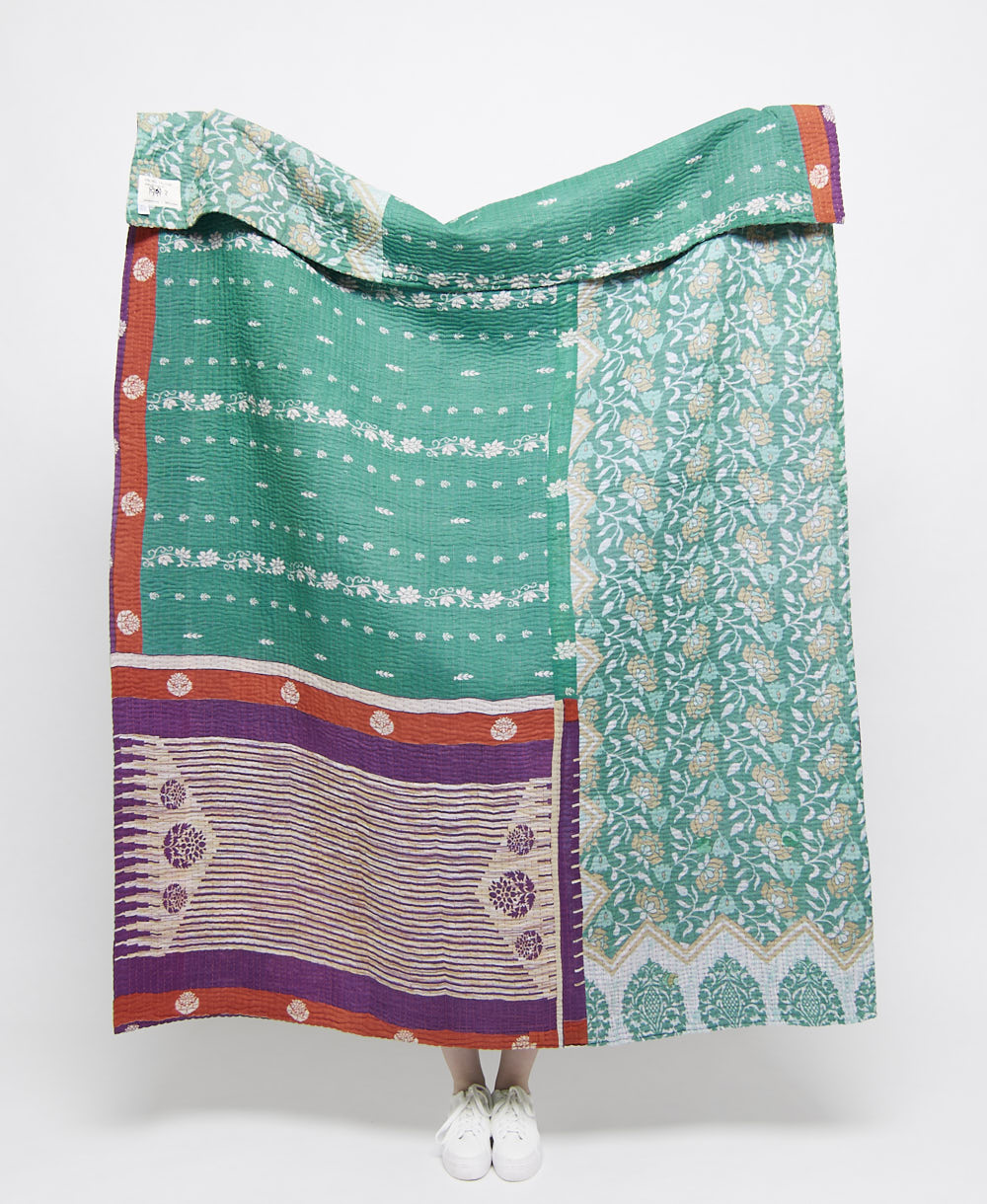 Artisan made kantha quilt throw  