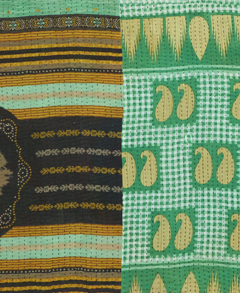 Kantha quilt throw made of recycled vintage saris
